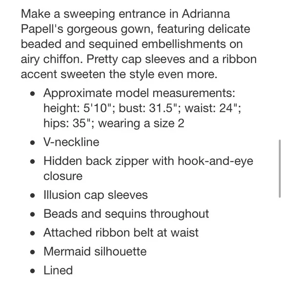 Sz 14 Adrianna Papell beaded chiffon black floor-length gown, V-neckline, NWT - Picture 6 of 14